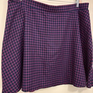 Modcloth Pink and Navy Houndstooth Skater Skirt